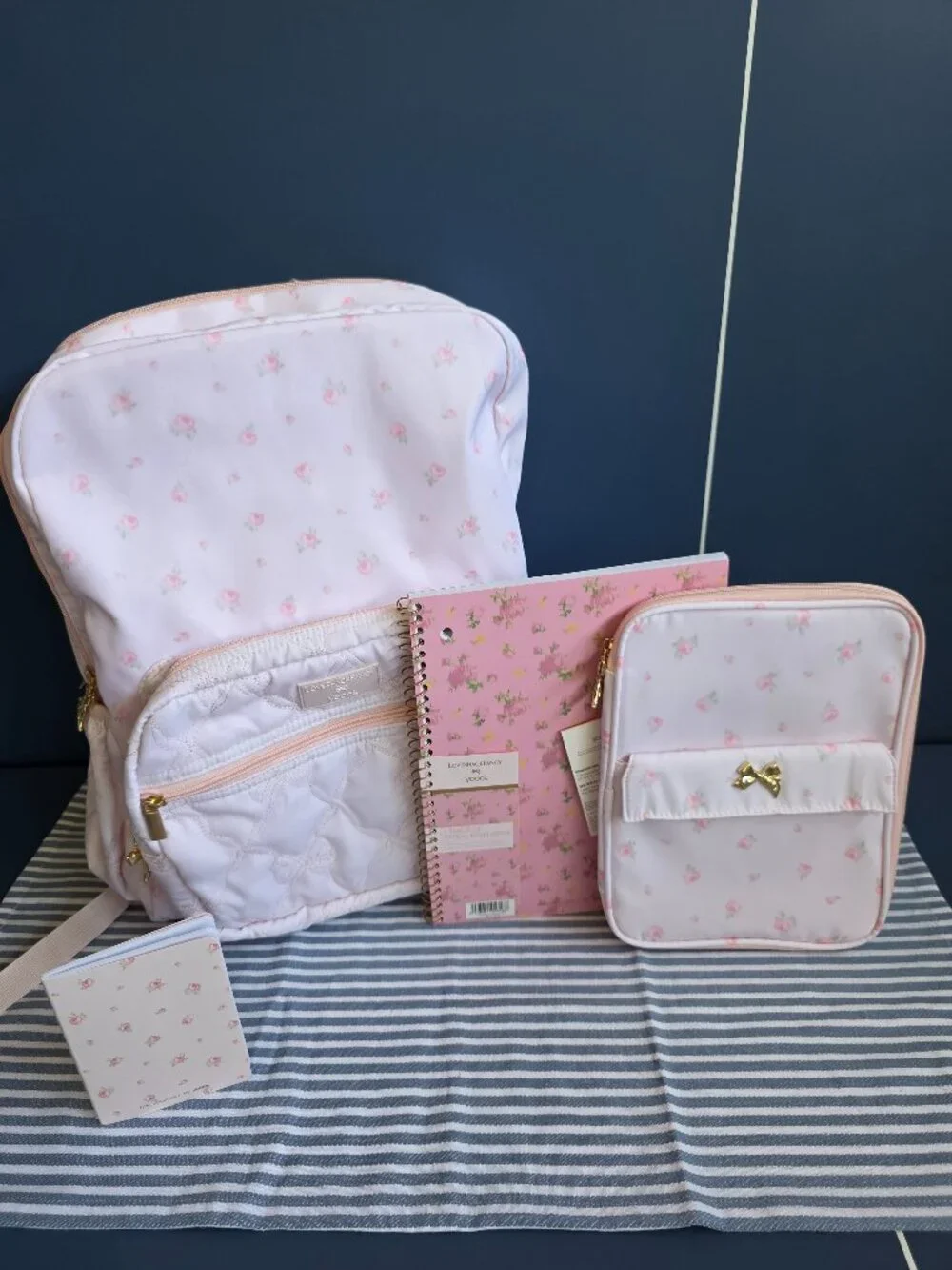 LoveShackFancy Target Yoobi pink Backpack Tech Organizer Blooming Heirloom 4 lot